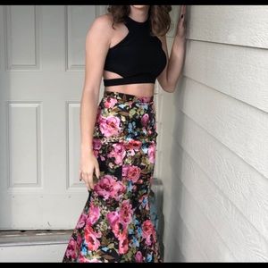 Floral Two Piece Prom Dress